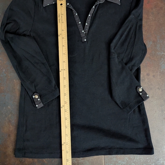 Karen Scott Petites 3/4 Sleeve Collard Top - Picture 6 of 7